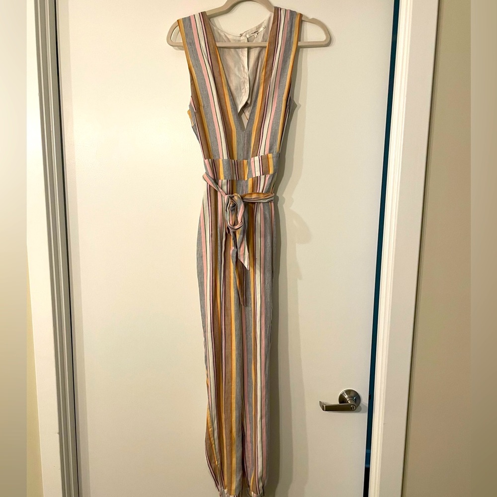 Belted Tularosa Striped Jumpsuit Size Small w Open Back
